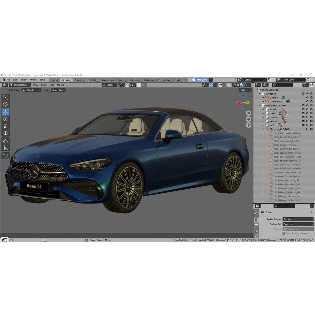 Mercedes-Benz CLE Cabriolet 2024 3D Model – High Poly Sport Car, FBX, Blender - View 51