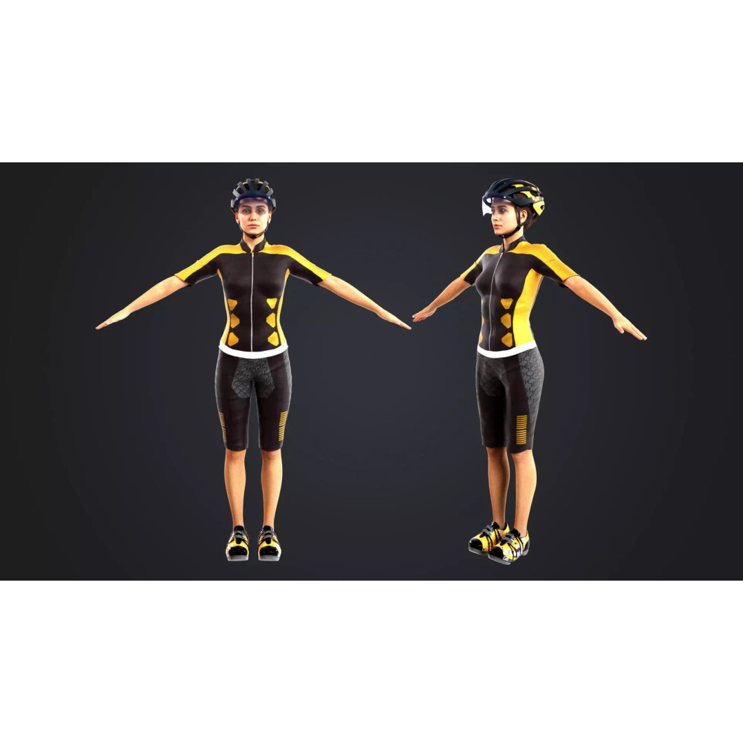 Cyclist 3D Model – Low Poly Rigged Character for Animation, FBX, OBJ - View 2