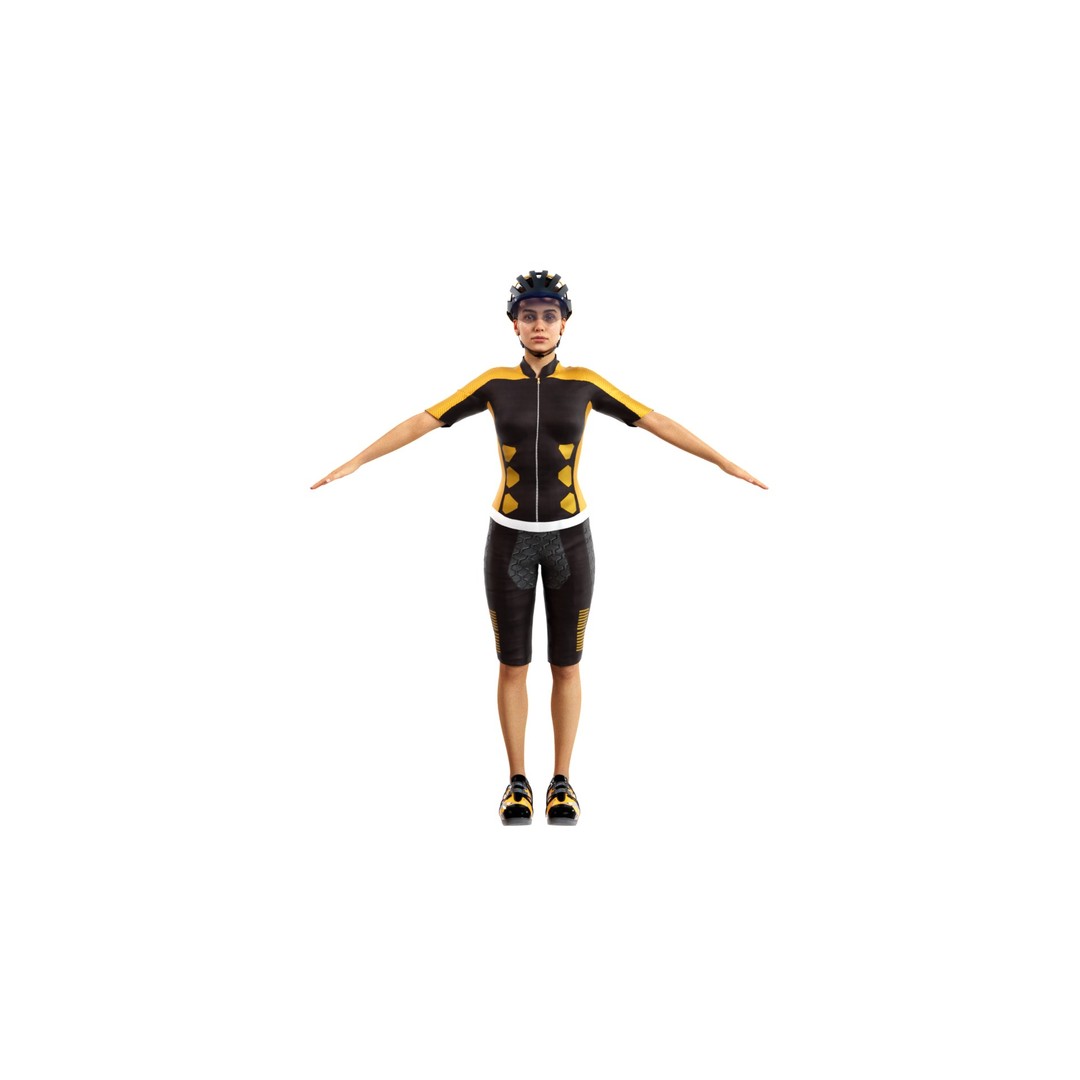 Cyclist 3D Model – Low Poly Rigged Character for Animation, FBX, OBJ - View 3