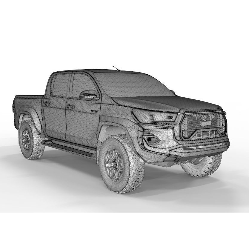 Toyota Hilux GR 2023 3D Model – High Poly Game-Ready Asset, FBX, OBJ - View 10