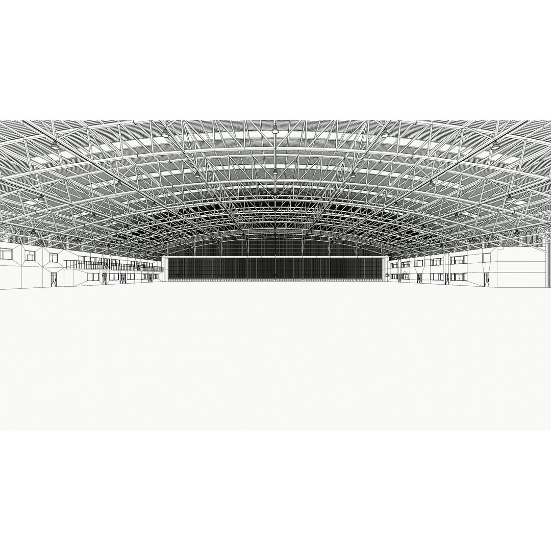 Airplane Hangar Interior 3D Model – Low Poly Game-Ready Asset, FBX, OBJ - View 12