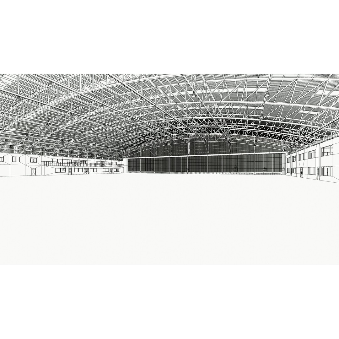 Airplane Hangar Interior 3D Model – Low Poly Game-Ready Asset, FBX, OBJ - View 13