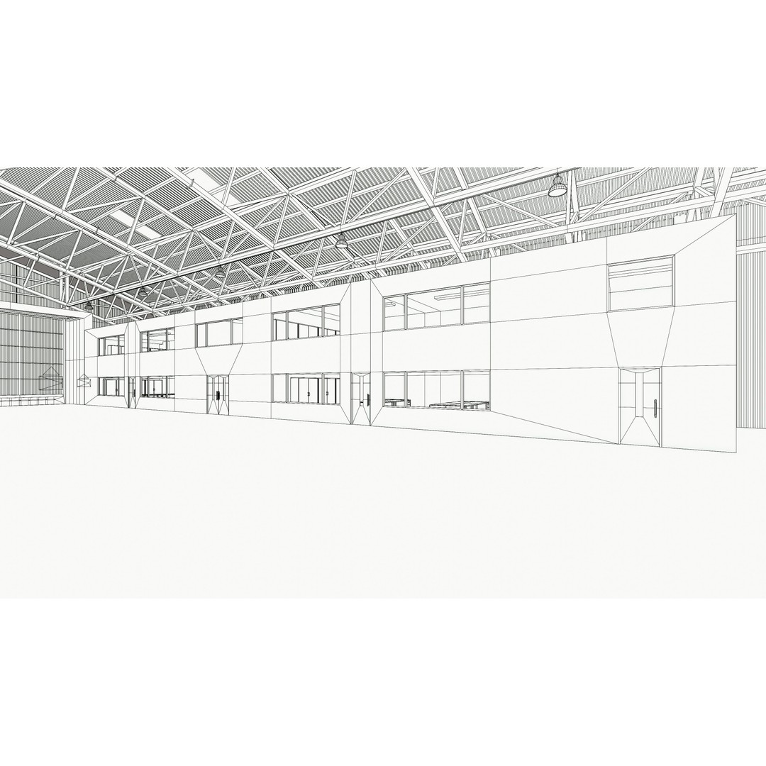Airplane Hangar Interior 3D Model – Low Poly Game-Ready Asset, FBX, OBJ - View 14