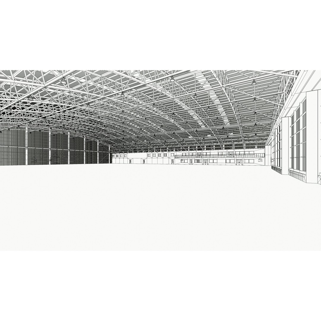 Airplane Hangar Interior 3D Model – Low Poly Game-Ready Asset, FBX, OBJ - View 16