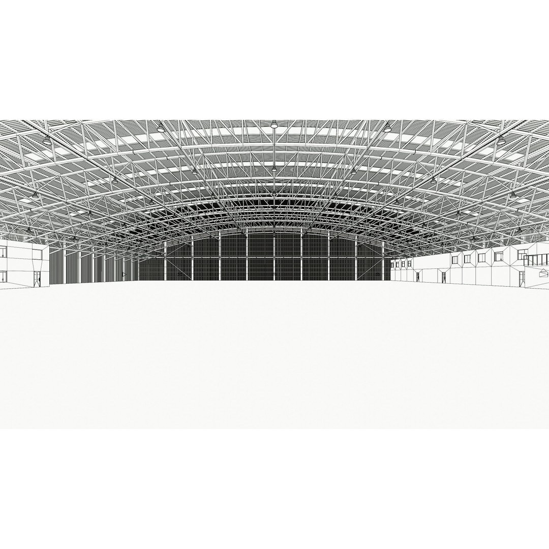 Airplane Hangar Interior 3D Model – Low Poly Game-Ready Asset, FBX, OBJ - View 17