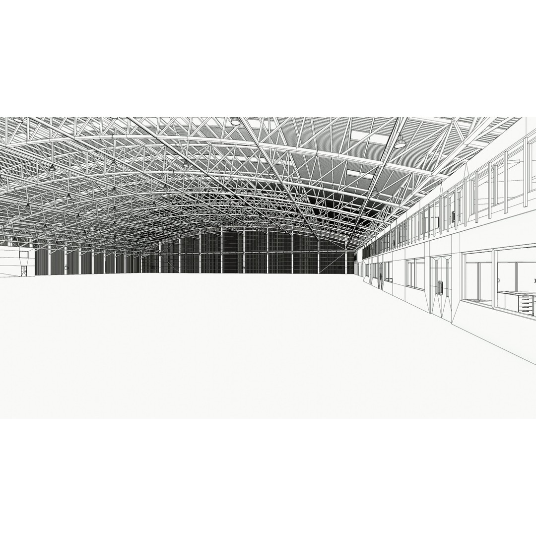 Airplane Hangar Interior 3D Model – Low Poly Game-Ready Asset, FBX, OBJ - View 19