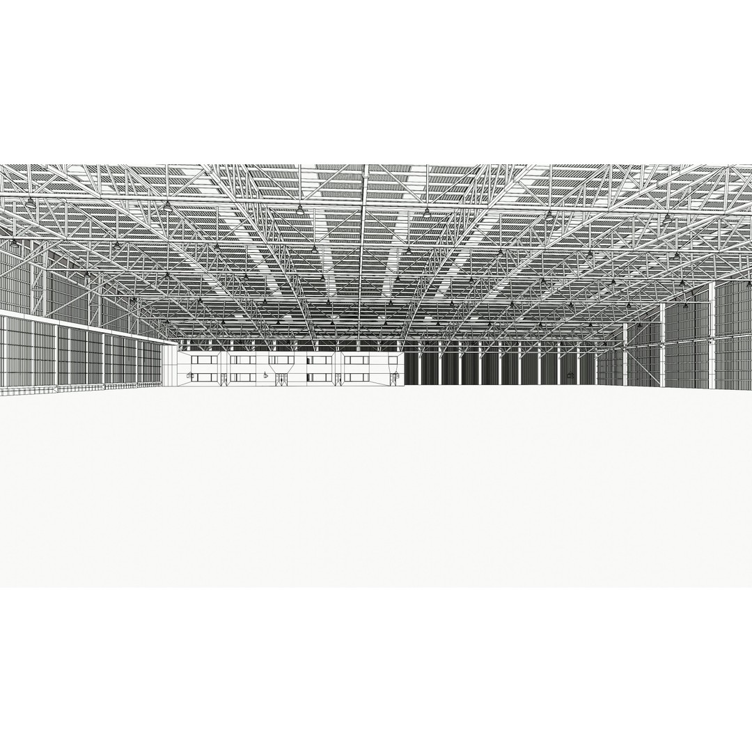 Airplane Hangar Interior 3D Model – Low Poly Game-Ready Asset, FBX, OBJ - View 20