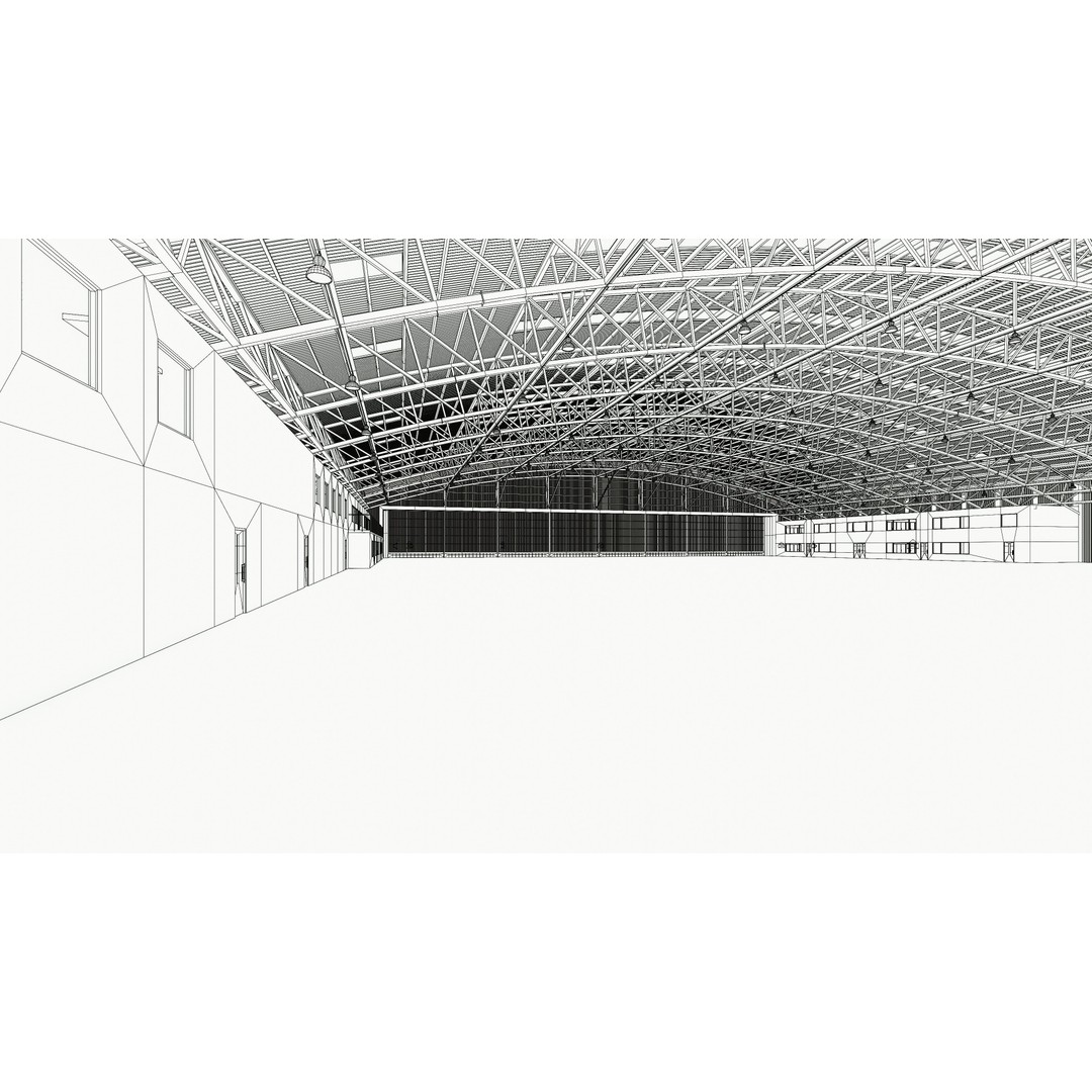 Airplane Hangar Interior 3D Model – Low Poly Game-Ready Asset, FBX, OBJ - View 21