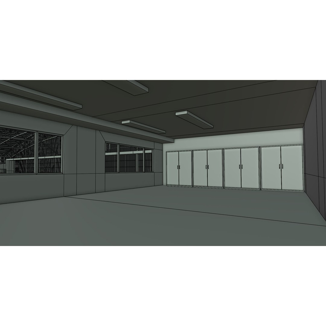 Airplane Hangar Interior 3D Model – Low Poly Game-Ready Asset, FBX, OBJ - View 29