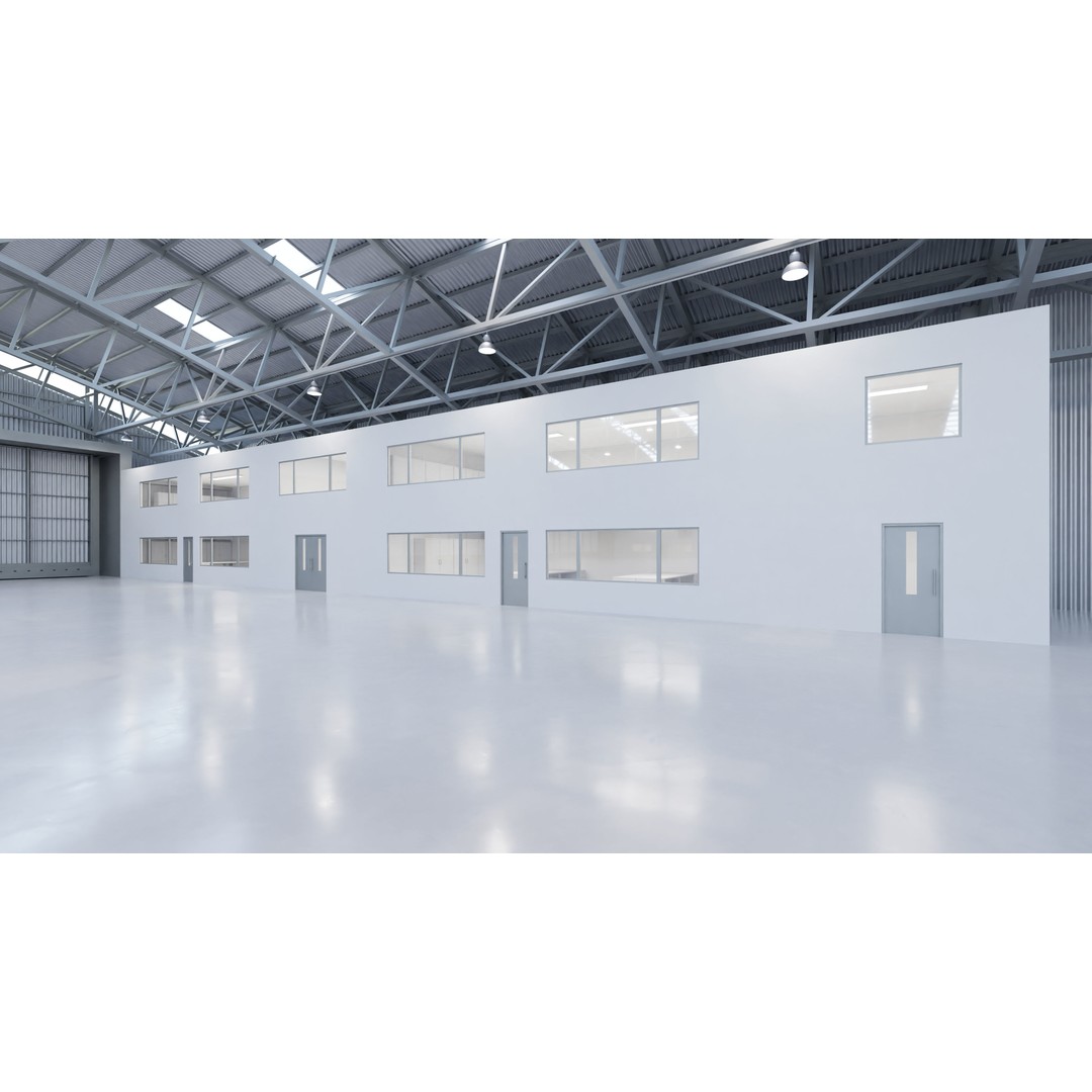 Airplane Hangar Interior 3D Model – Low Poly Game-Ready Asset, FBX, OBJ - View 4