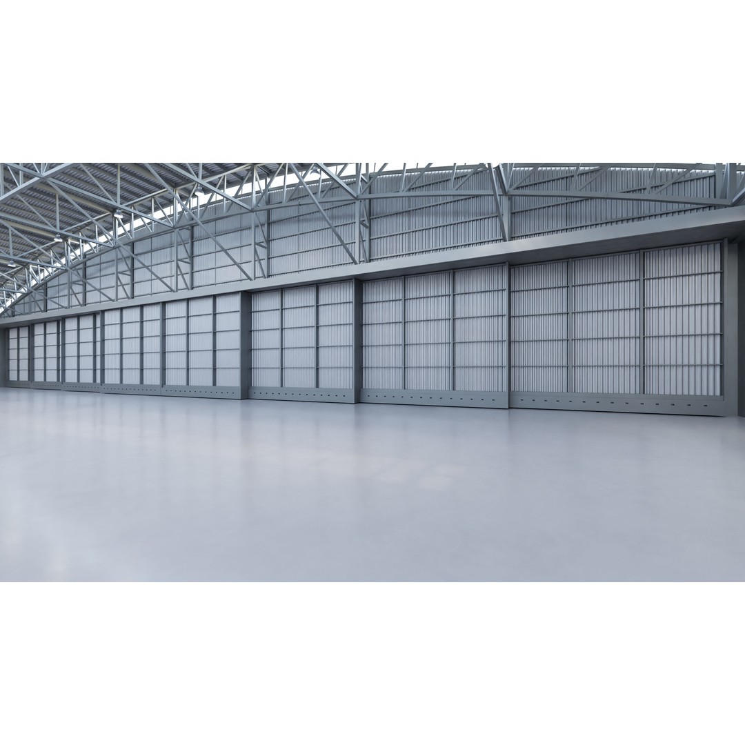 Airplane Hangar Interior 3D Model – Low Poly Game-Ready Asset, FBX, OBJ - View 5