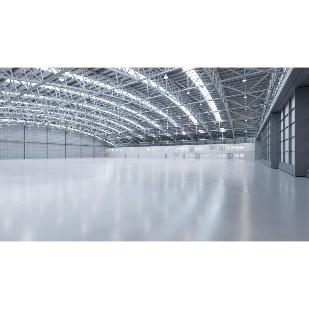 Airplane Hangar Interior 3D Model – Low Poly Game-Ready Asset, FBX, OBJ - View 6