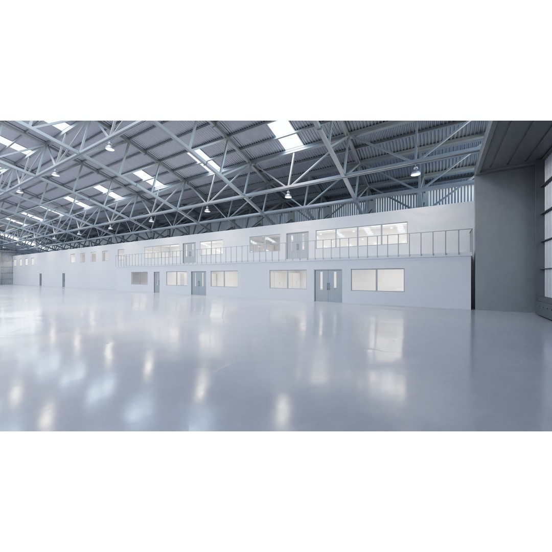 Airplane Hangar Interior 3D Model – Low Poly Game-Ready Asset, FBX, OBJ - View 8