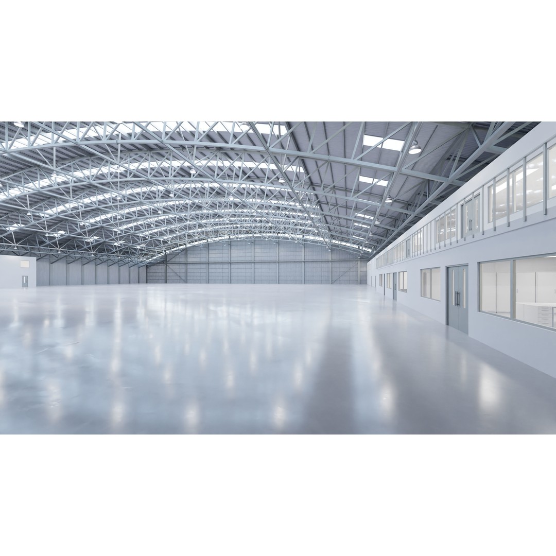 Airplane Hangar Interior 3D Model – Low Poly Game-Ready Asset, FBX, OBJ - View 9