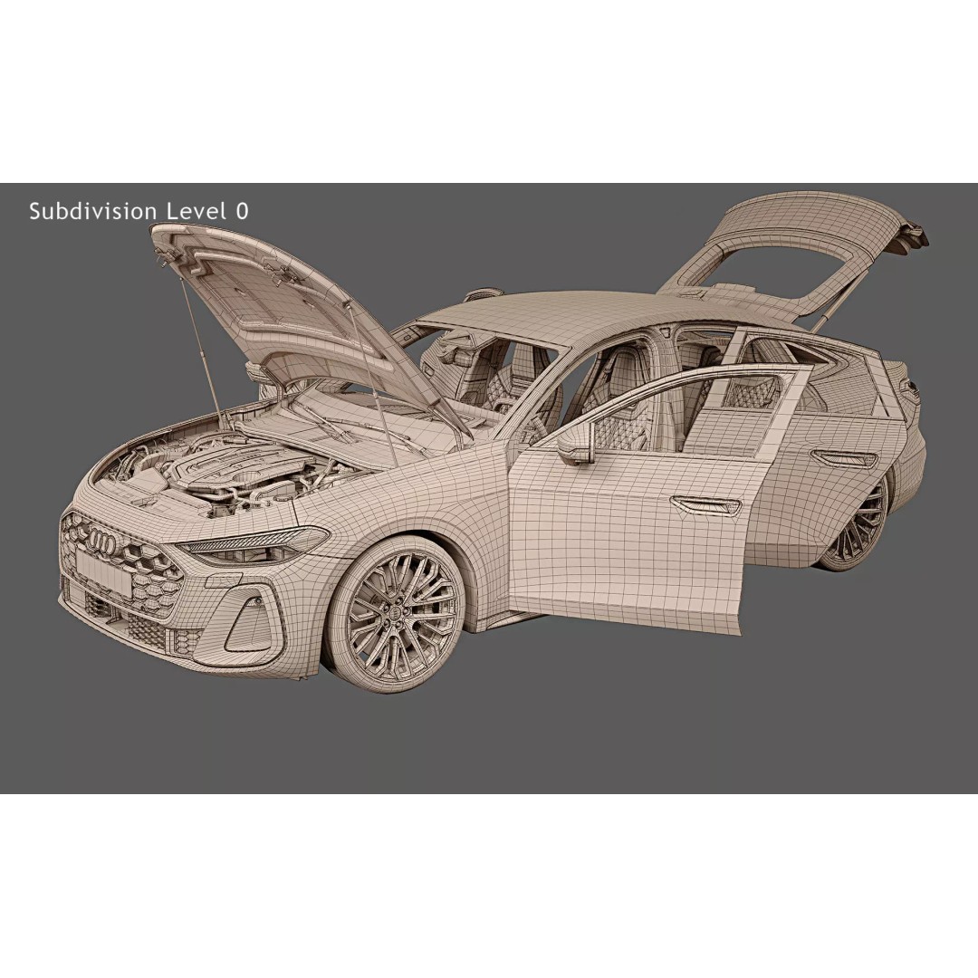 2025 Audi S5 Sedan 3D Model – High Poly Game Asset, FBX, Blender - View 34