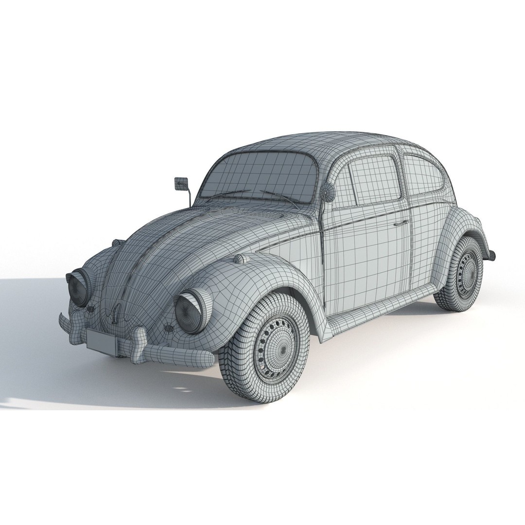 Volkswagen Beetle 3D Model – Antique Vehicle, FBX, OBJ, Vray Ready - View 11