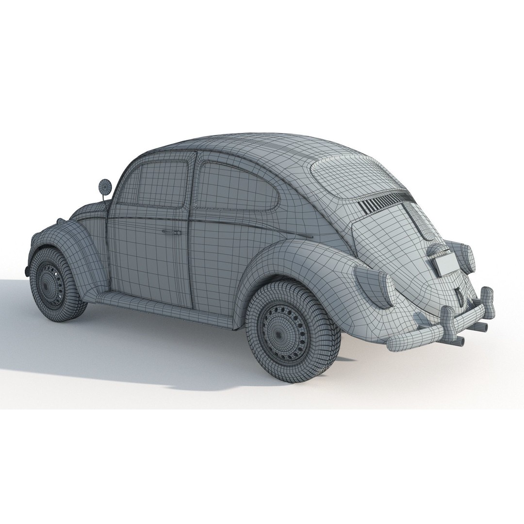 Volkswagen Beetle 3D Model – Antique Vehicle, FBX, OBJ, Vray Ready - View 12