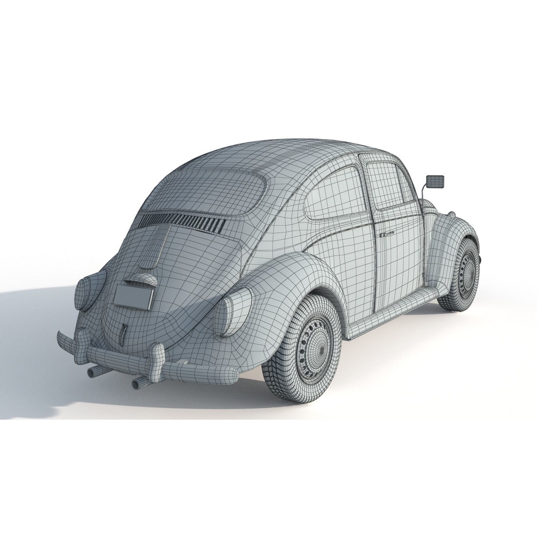 Volkswagen Beetle 3D Model – Antique Vehicle, FBX, OBJ, Vray Ready - View 13