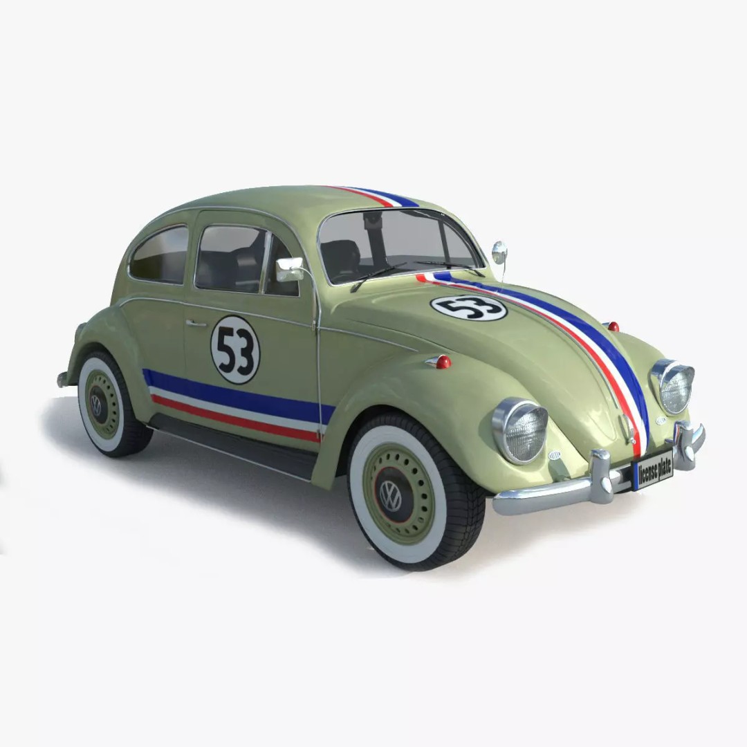 Volkswagen Beetle 3D Model – Antique Vehicle, FBX, OBJ, Vray Ready - View 2