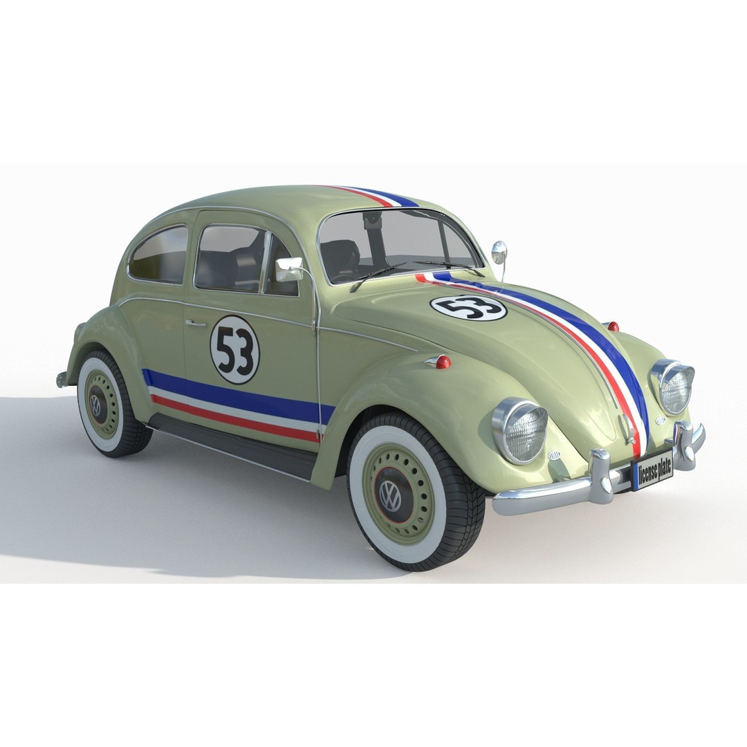 Volkswagen Beetle 3D Model – Antique Vehicle, FBX, OBJ, Vray Ready - View 3