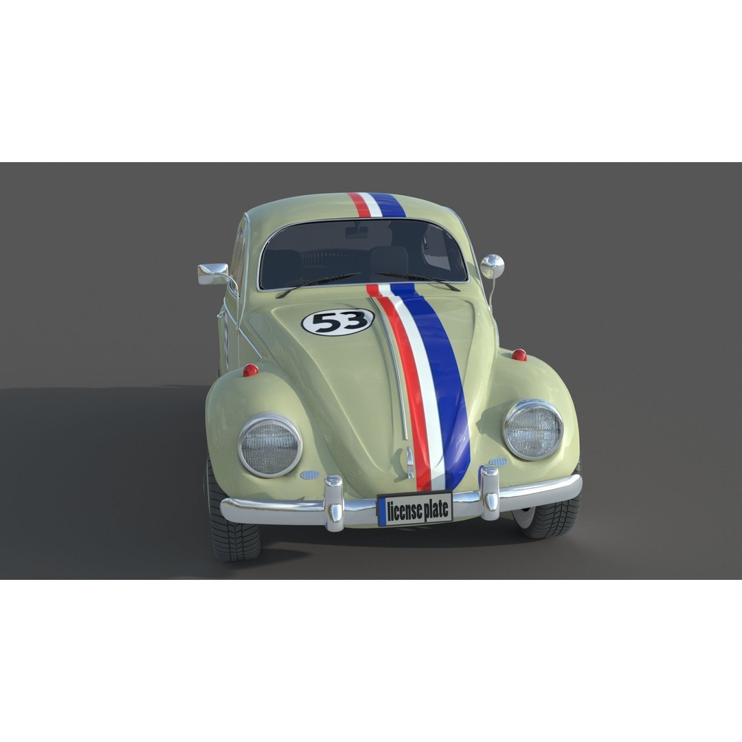 Volkswagen Beetle 3D Model – Antique Vehicle, FBX, OBJ, Vray Ready - View 5