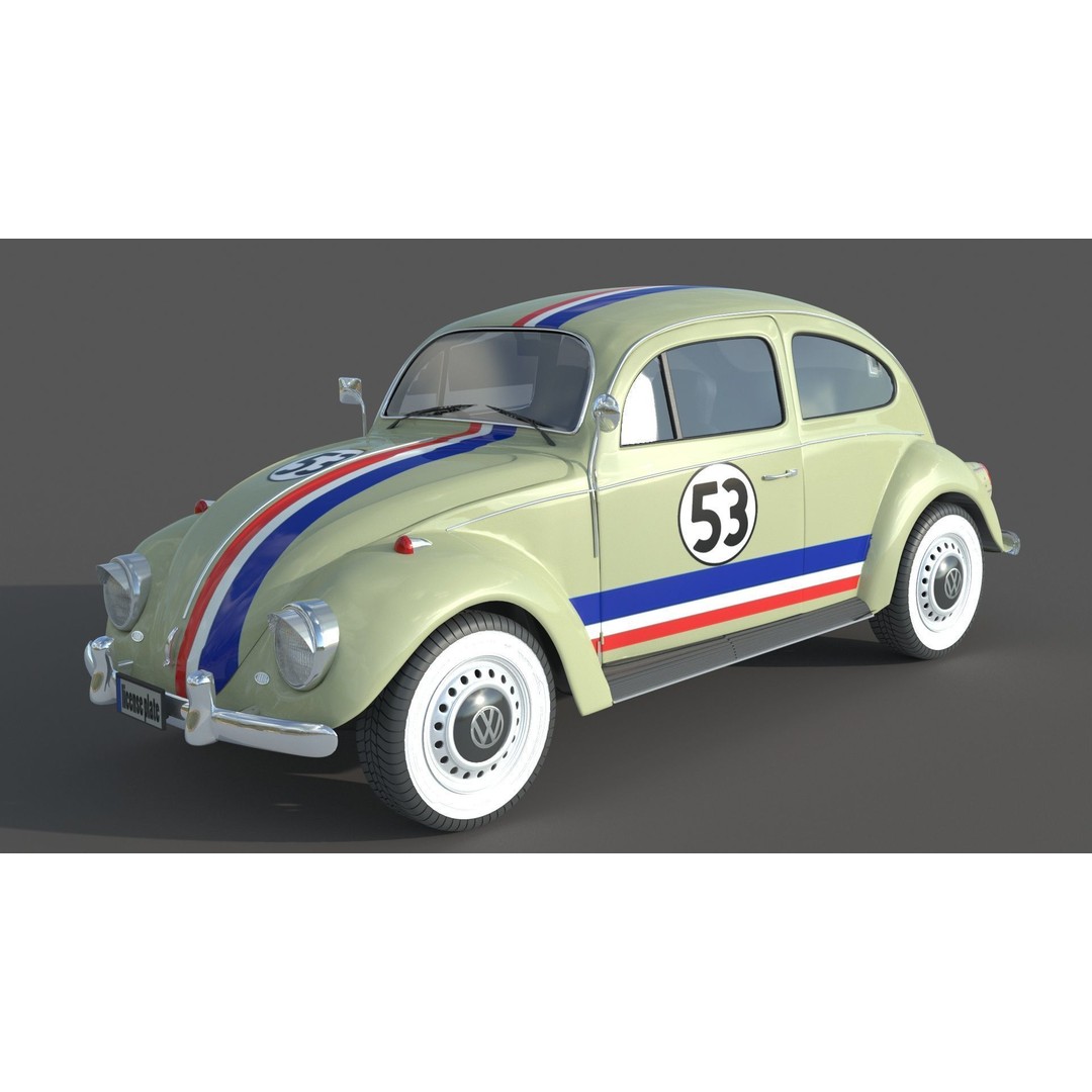 Volkswagen Beetle 3D Model – Antique Vehicle, FBX, OBJ, Vray Ready - View 6
