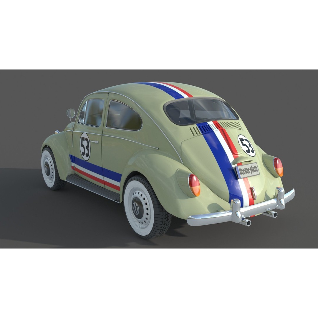 Volkswagen Beetle 3D Model – Antique Vehicle, FBX, OBJ, Vray Ready - View 7
