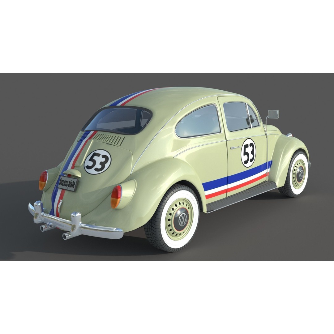 Volkswagen Beetle 3D Model – Antique Vehicle, FBX, OBJ, Vray Ready - View 8