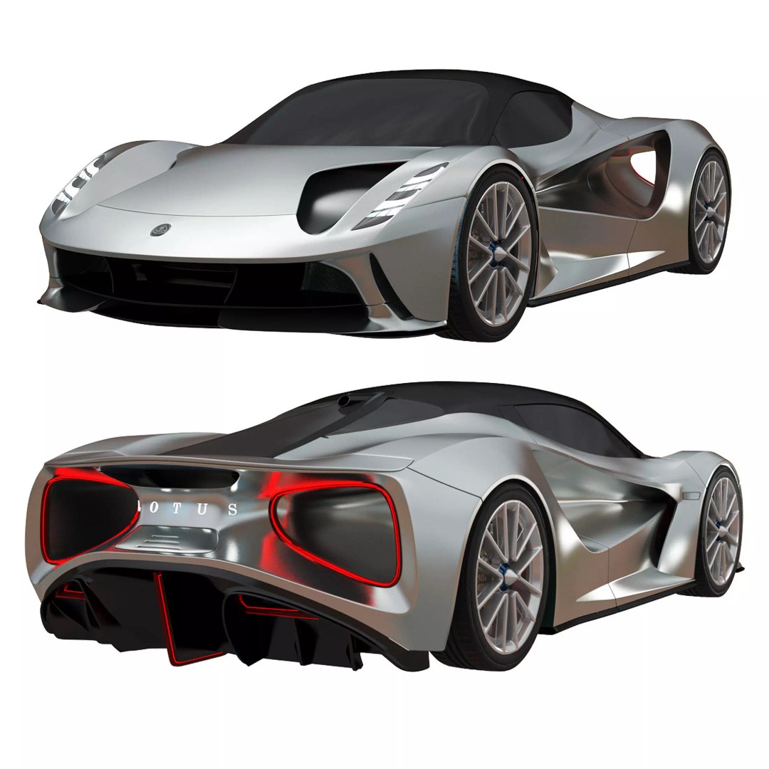 Lotus Evija 2020 3D Model – Low Poly Sport Car, FBX, OBJ, Blender - View 2