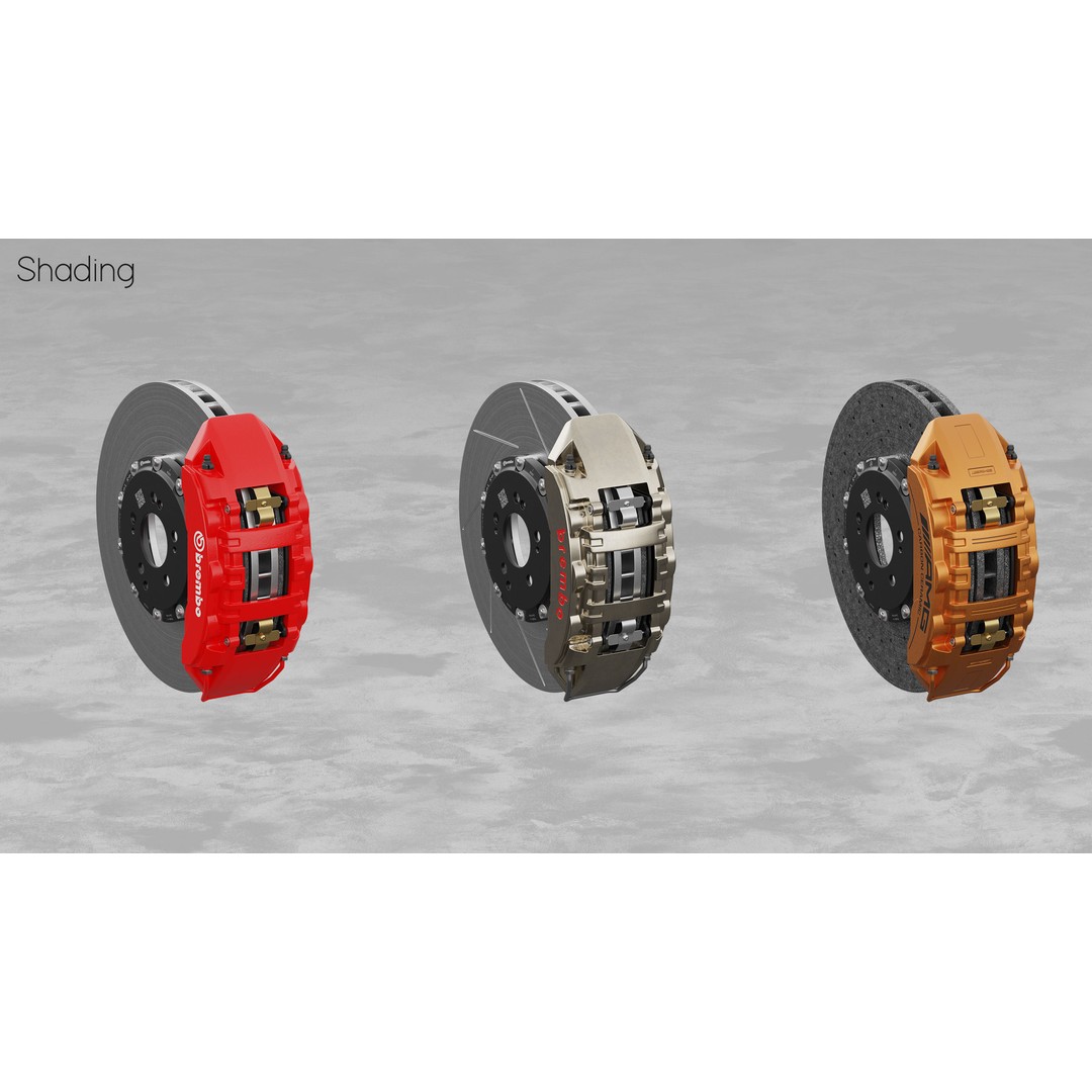 Brembo 402x39 6 Piston Brake 3D Model – PBR Game Asset, FBX, OBJ