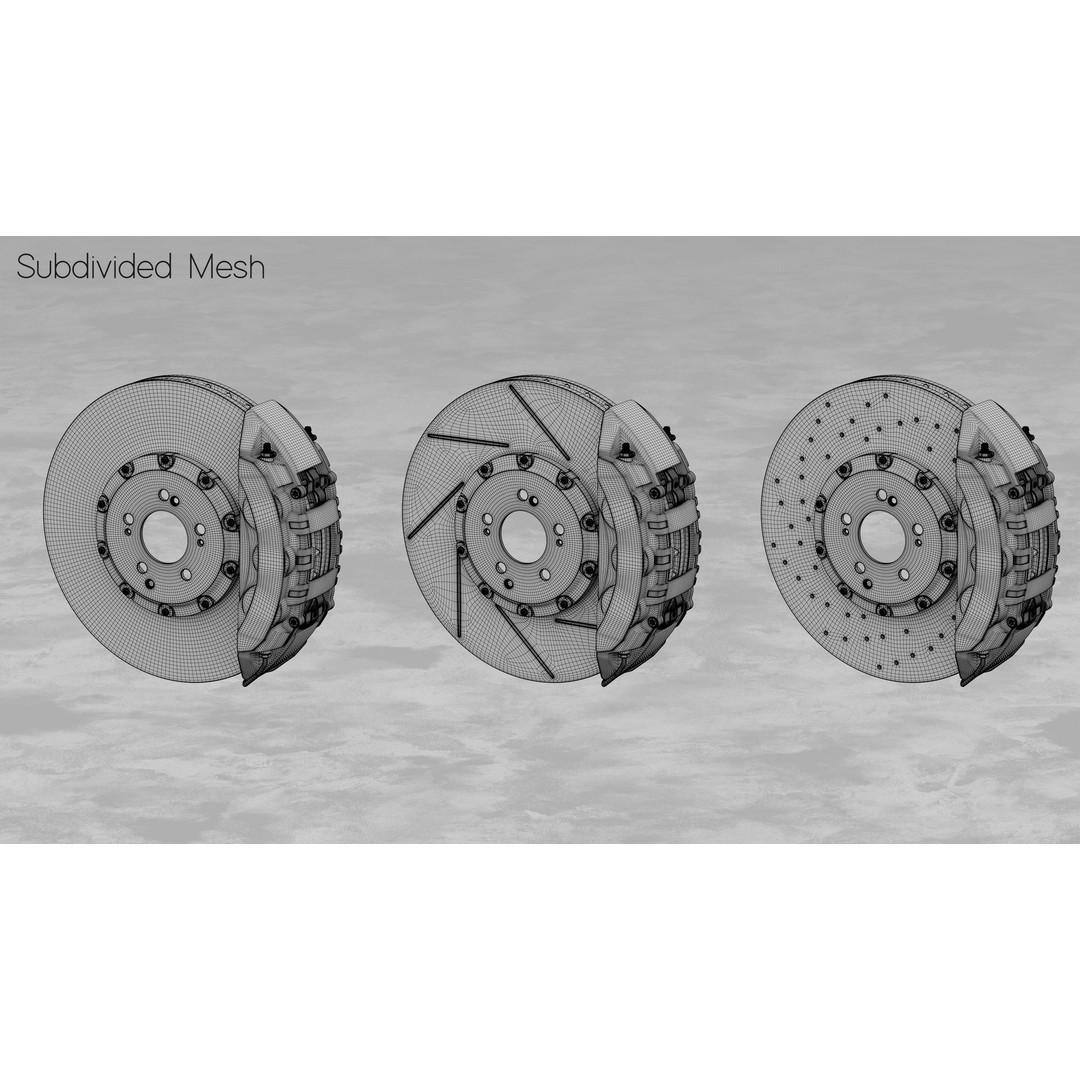 Brembo 402x39 6 Piston Brake 3D Model – PBR Game Asset, FBX, OBJ - View 6