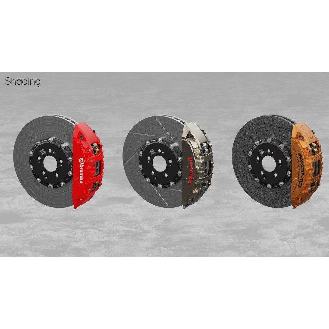 Brembo 402x39 6 Piston Brake 3D Model – PBR Game Asset, FBX, OBJ - View 8