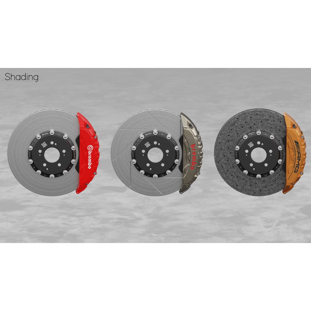 Brembo 402x39 6 Piston Brake 3D Model – PBR Game Asset, FBX, OBJ - View 9