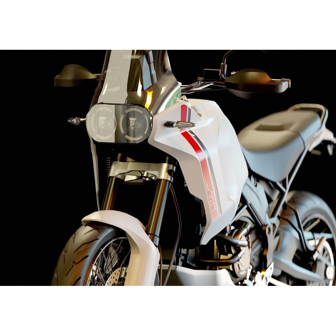 Ducati Desert X 2022 3D Model – Realistic Motorcycle Base Mesh, FBX - View 10