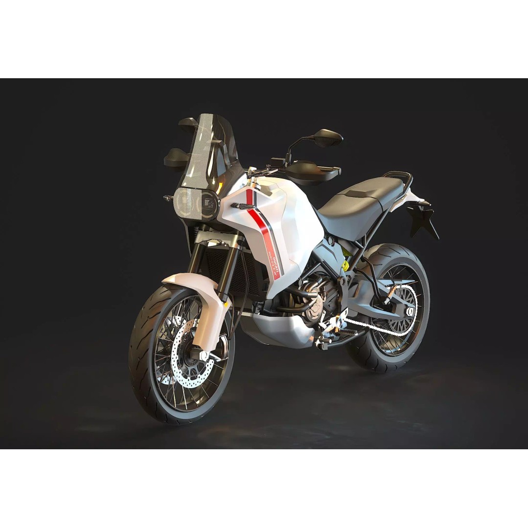 Ducati Desert X 2022 3D Model – Realistic Motorcycle Base Mesh, FBX - View 2