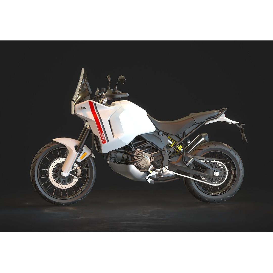 Ducati Desert X 2022 3D Model – Realistic Motorcycle Base Mesh, FBX - View 3