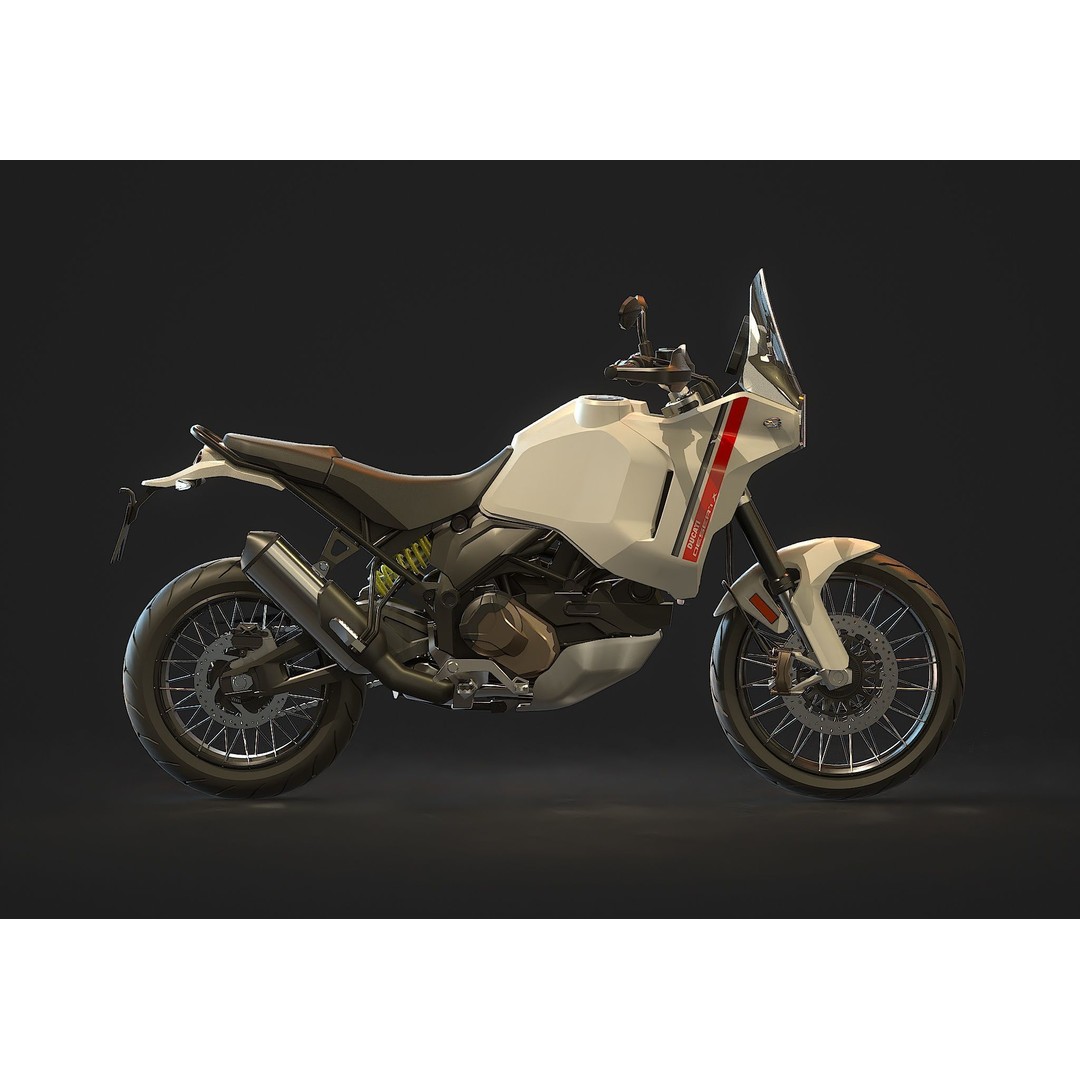 Ducati Desert X 2022 3D Model – Realistic Motorcycle Base Mesh, FBX - View 5