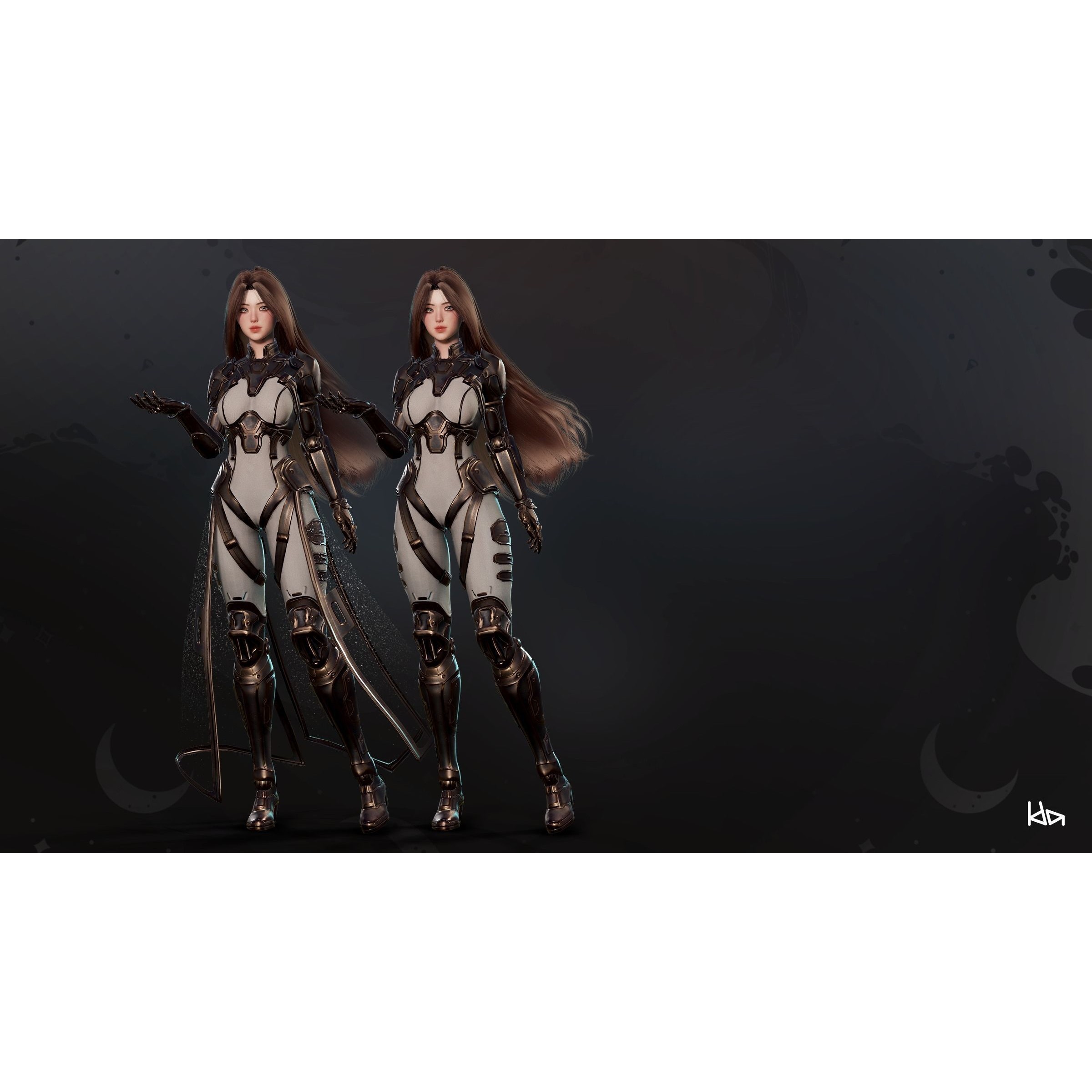 Stellar Girl Celeste - Low-Poly Game-Ready 3D Model - View 11