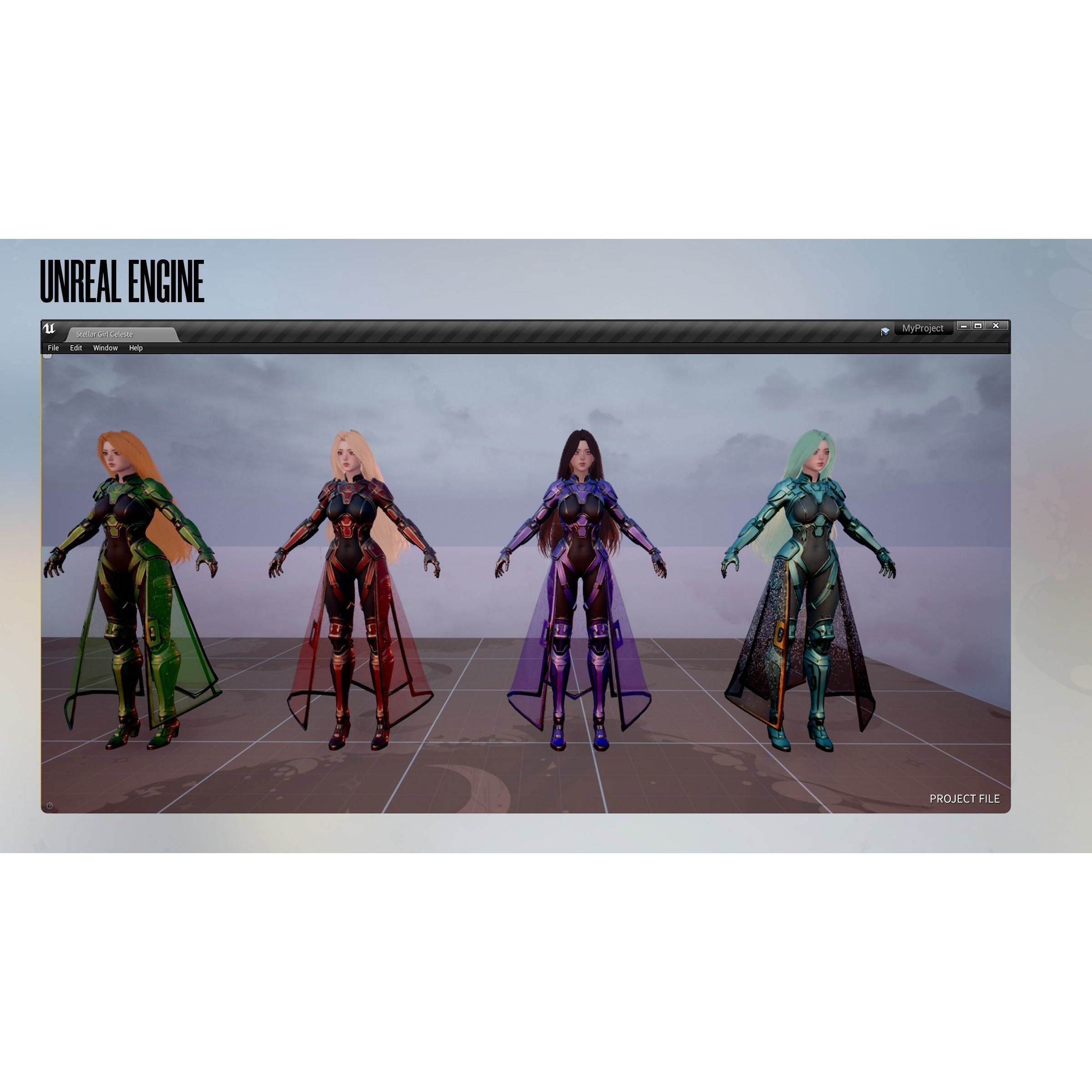 Stellar Girl Celeste - Low-Poly Game-Ready 3D Model - View 17