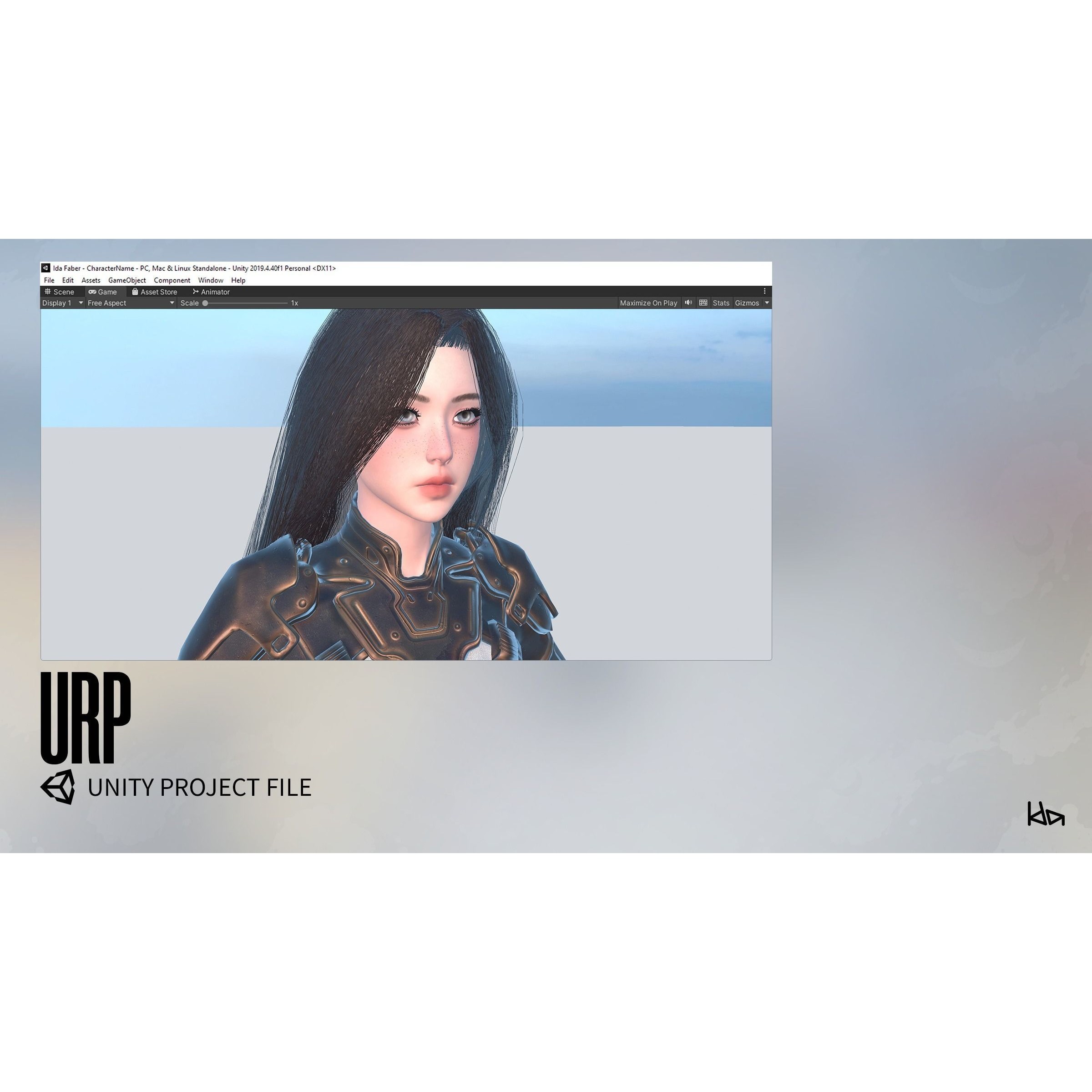 Stellar Girl Celeste - Low-Poly Game-Ready 3D Model - View 20