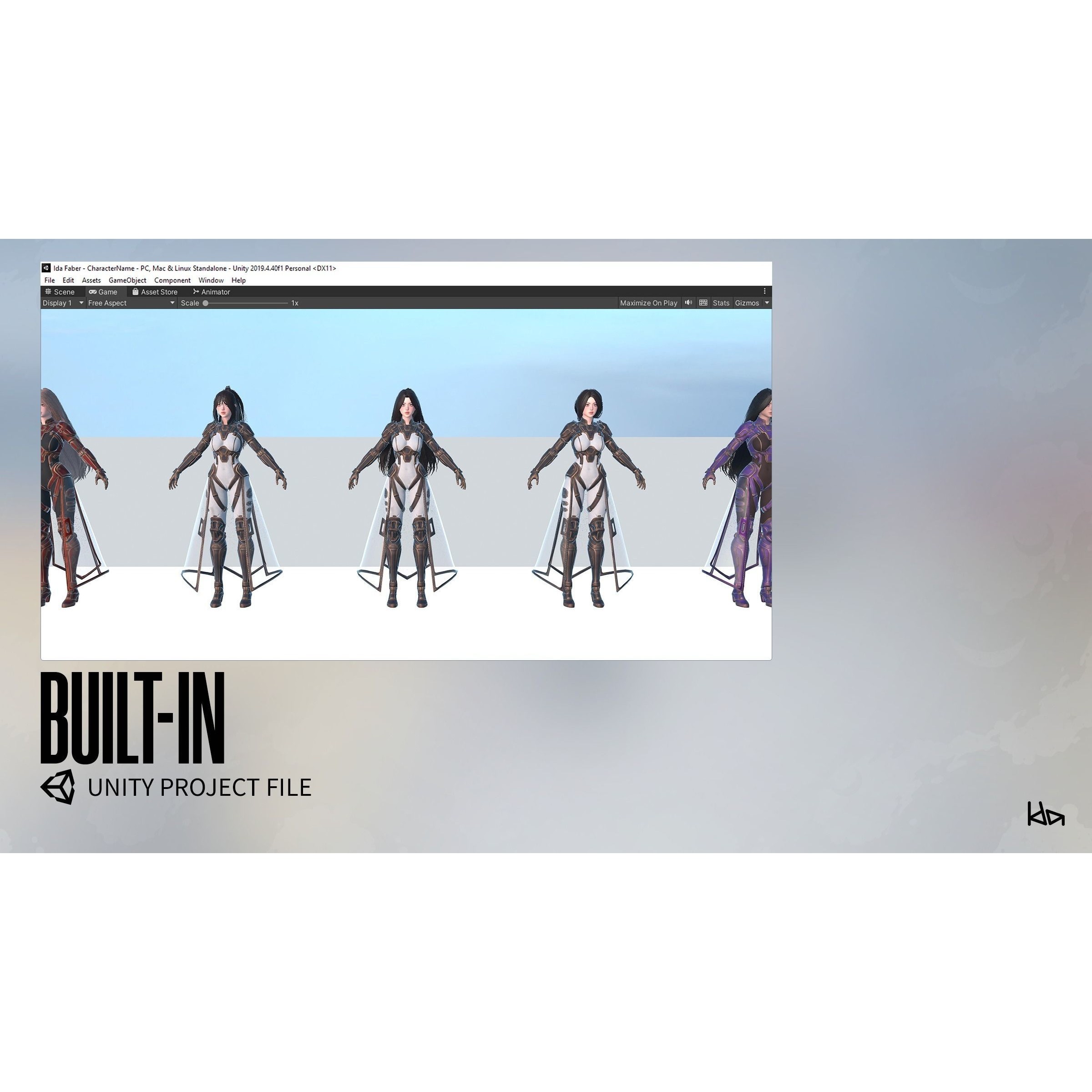 Stellar Girl Celeste - Low-Poly Game-Ready 3D Model - View 22