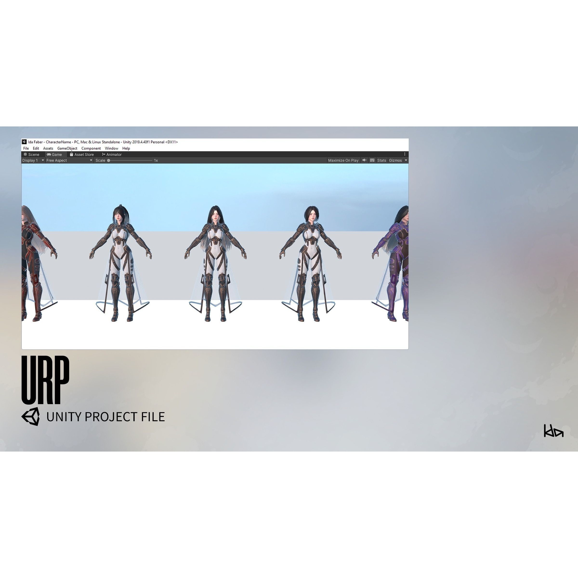 Stellar Girl Celeste - Low-Poly Game-Ready 3D Model - View 23