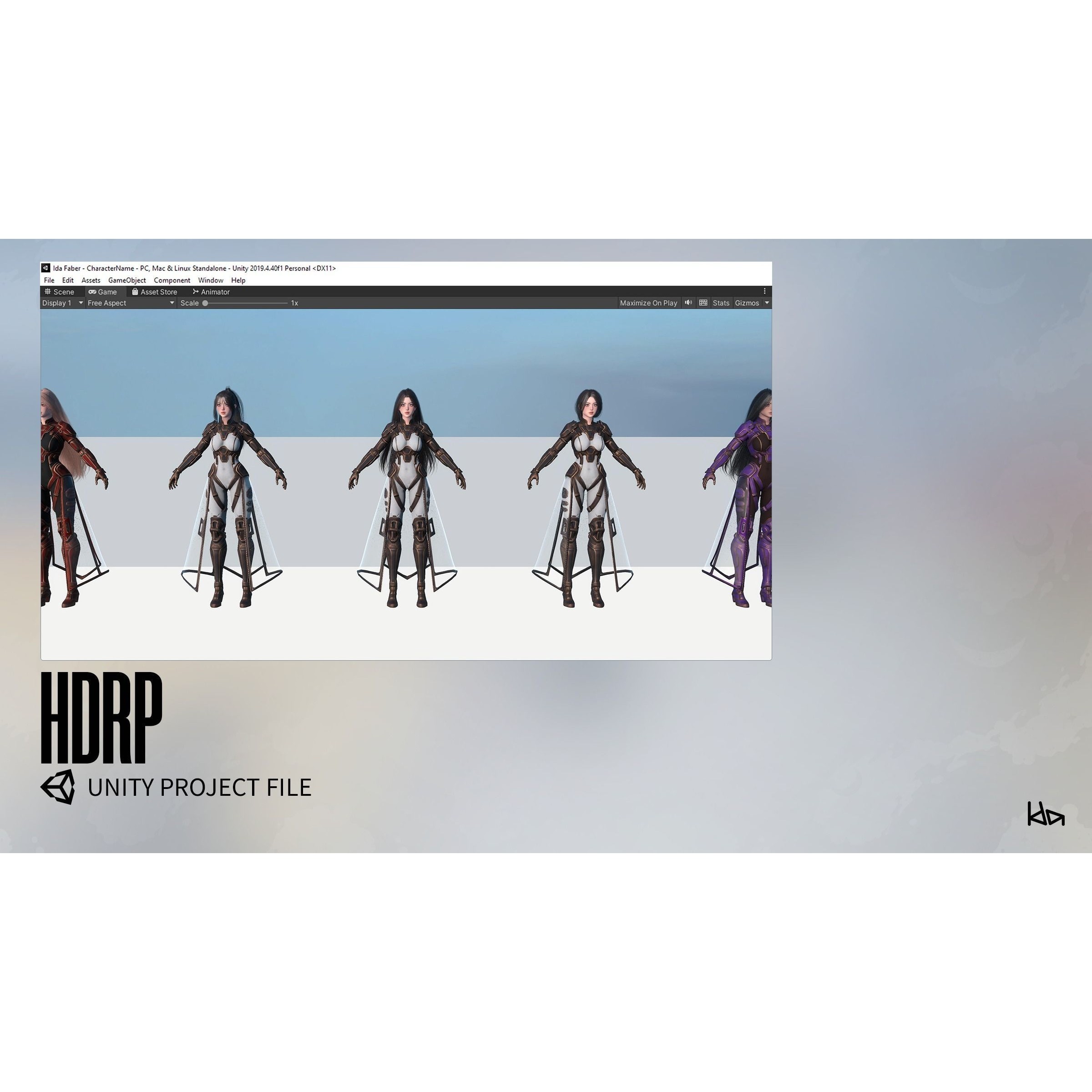 Stellar Girl Celeste - Low-Poly Game-Ready 3D Model - View 24