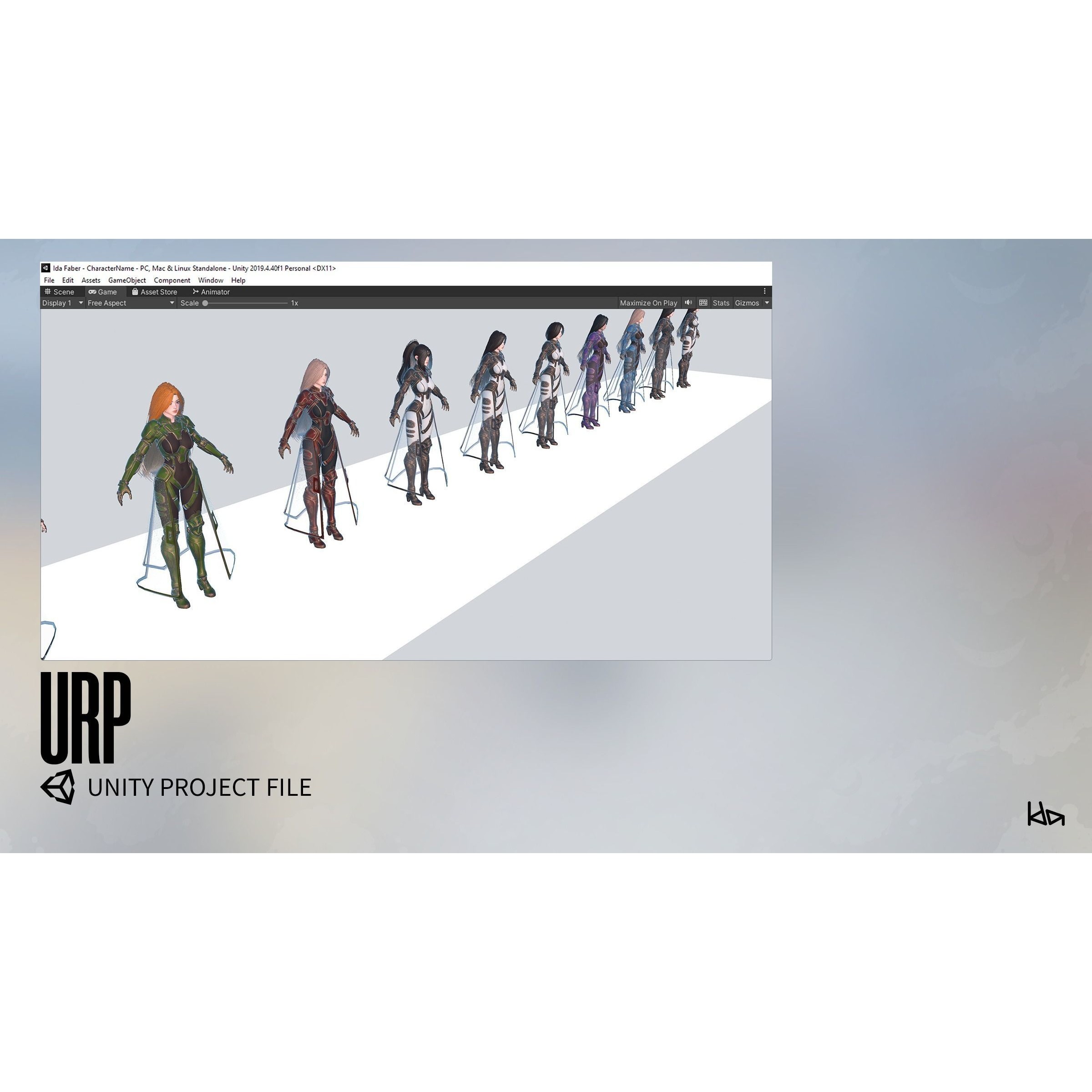 Stellar Girl Celeste - Low-Poly Game-Ready 3D Model - View 26