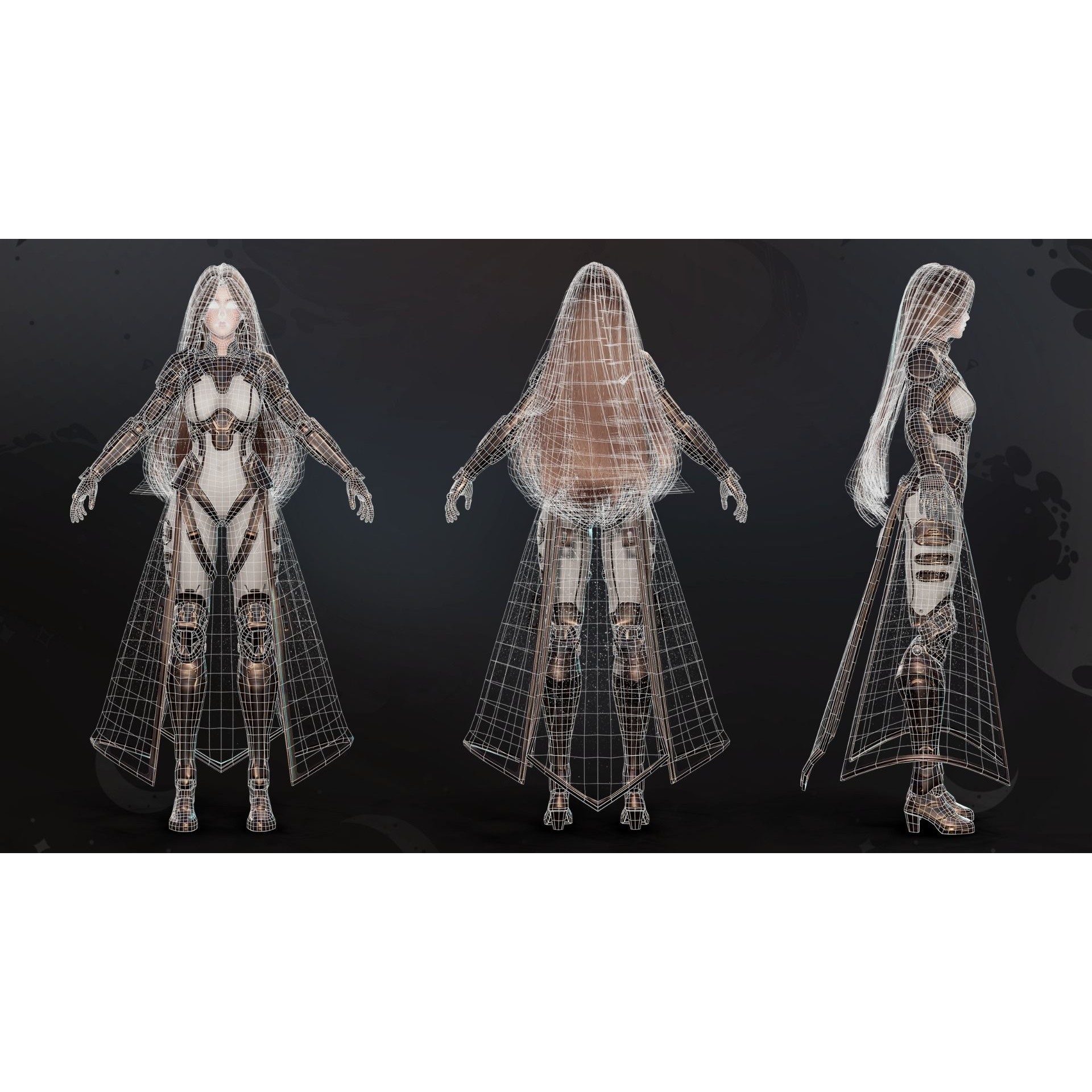 Stellar Girl Celeste - Low-Poly Game-Ready 3D Model - View 28