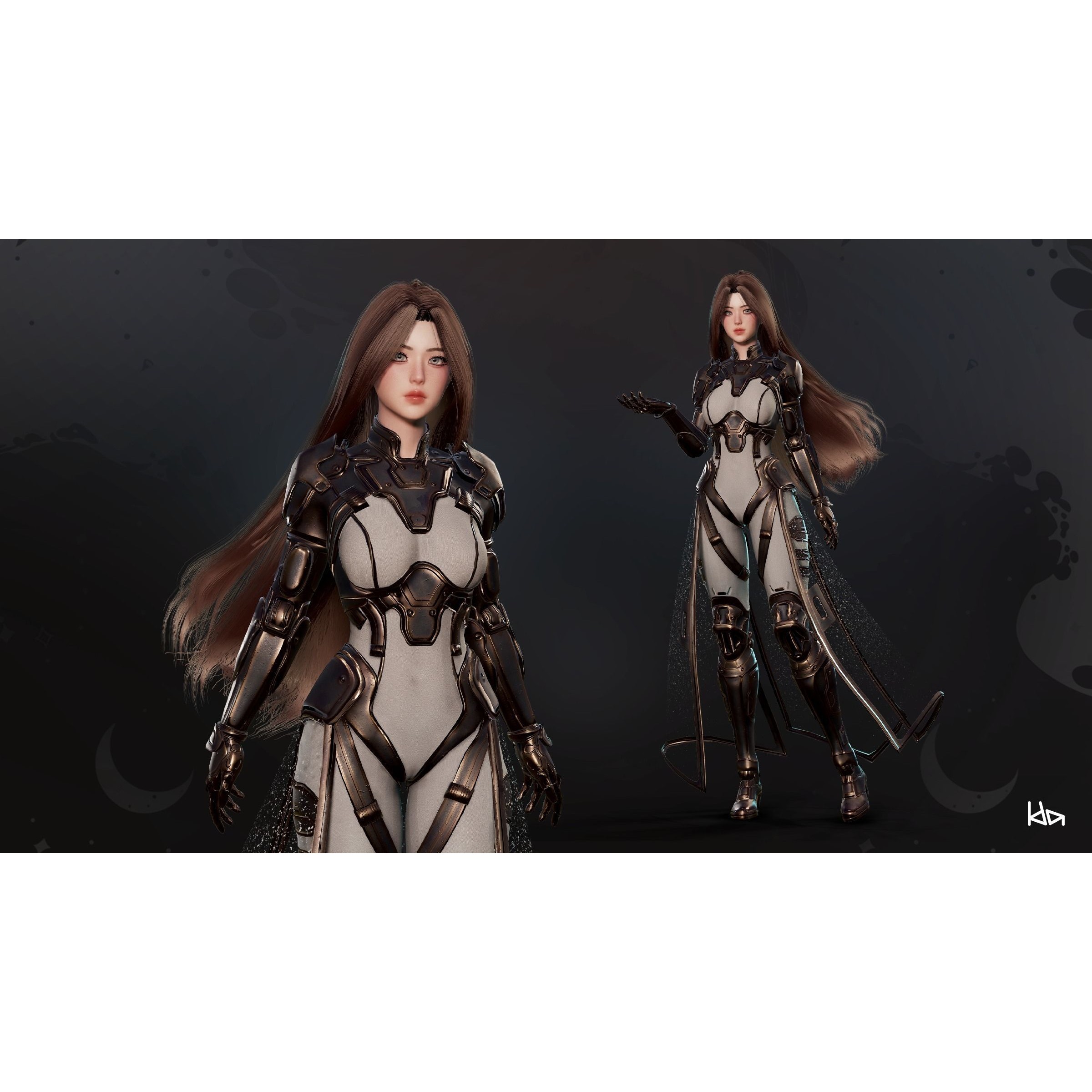Stellar Girl Celeste - Low-Poly Game-Ready 3D Model - View 4