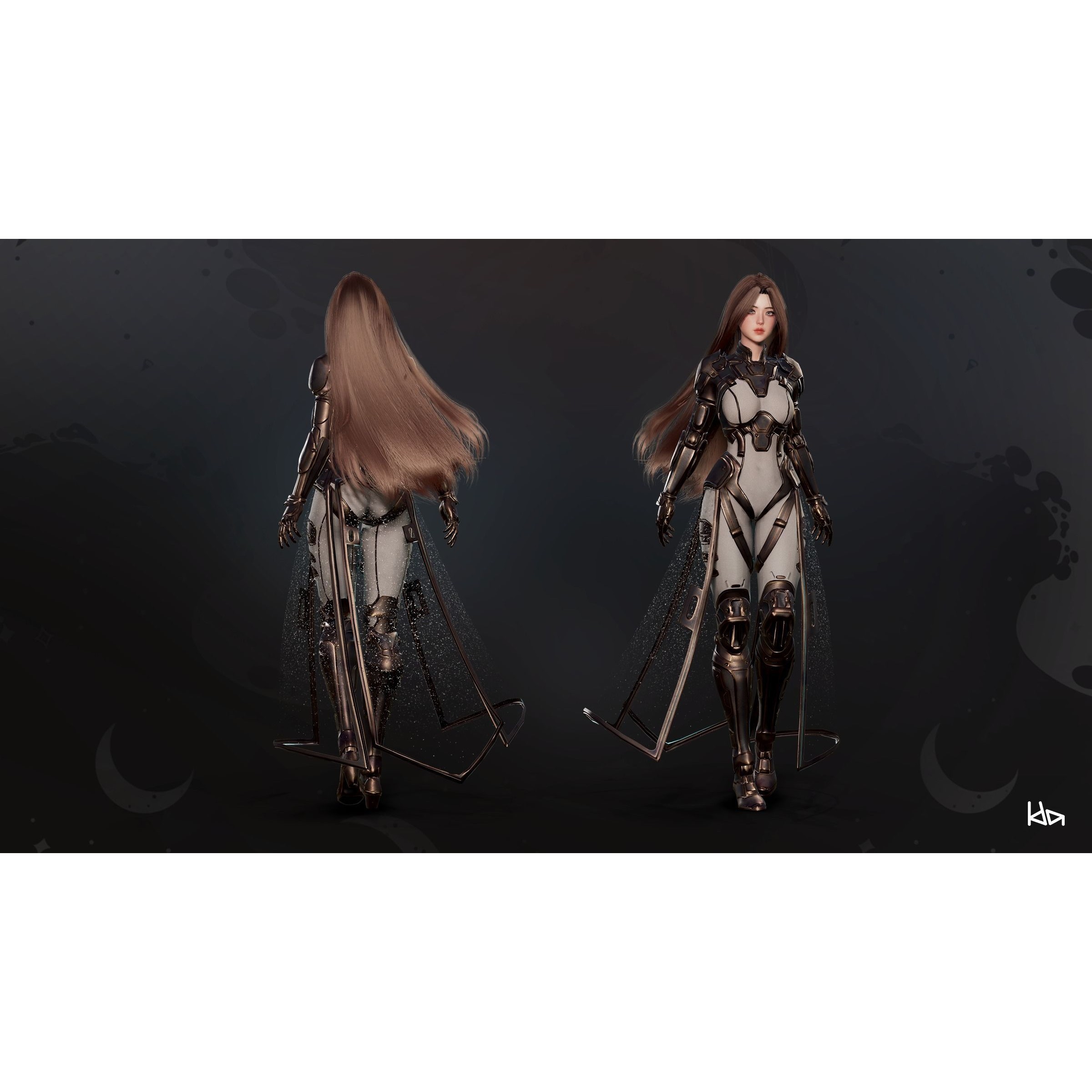 Stellar Girl Celeste - Low-Poly Game-Ready 3D Model - View 5