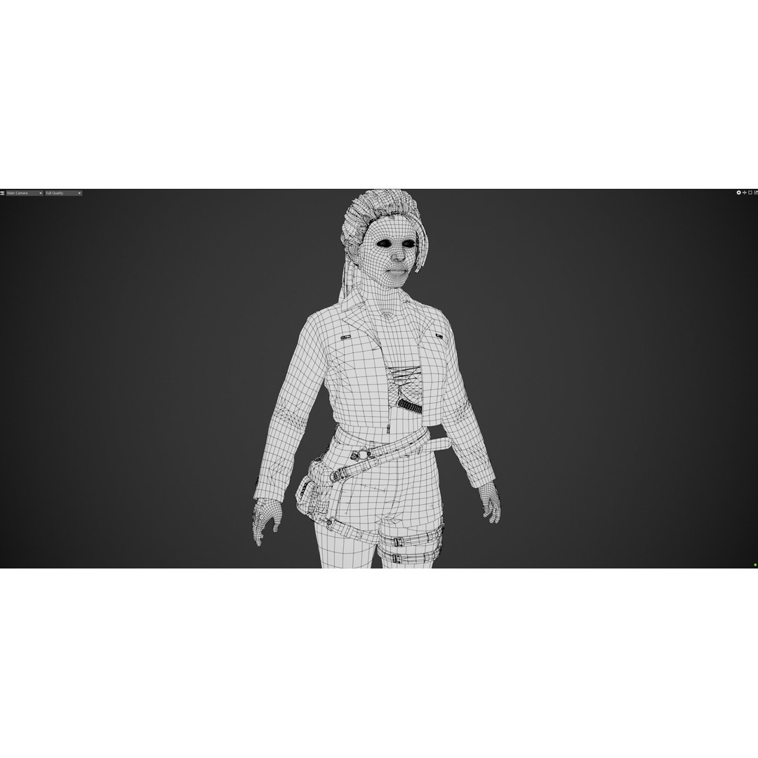 Biker Girl Character 3D Model – Low Poly PBR Game Asset, FBX, OBJ