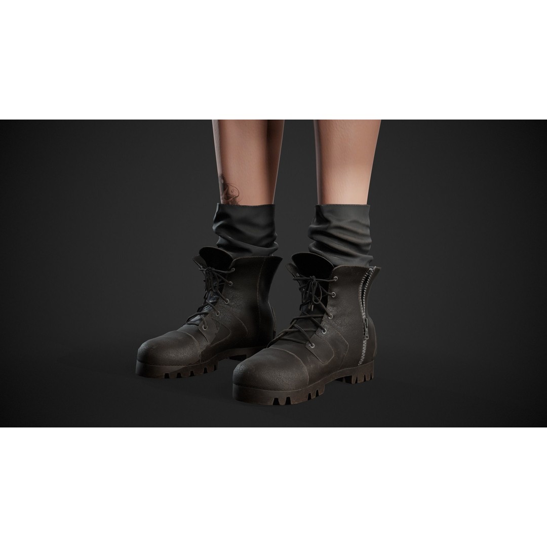 Biker Girl Character 3D Model – Low Poly PBR Game Asset, FBX, OBJ - View 14