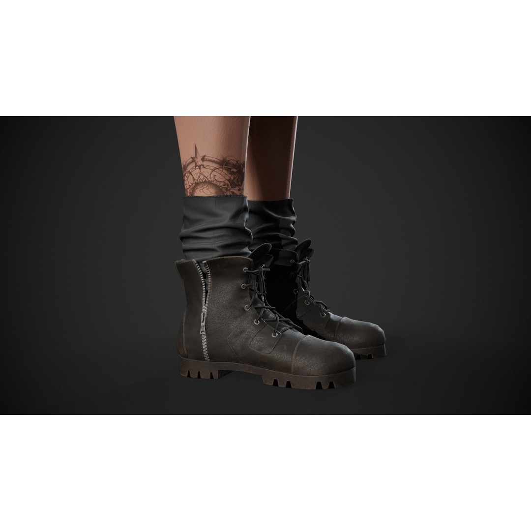 Biker Girl Character 3D Model – Low Poly PBR Game Asset, FBX, OBJ - View 15
